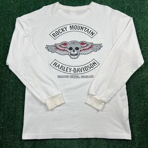 Harley-Davidson T-Shirt Men's XL White Long Sleeve Waffle Knit Thermal Rocky